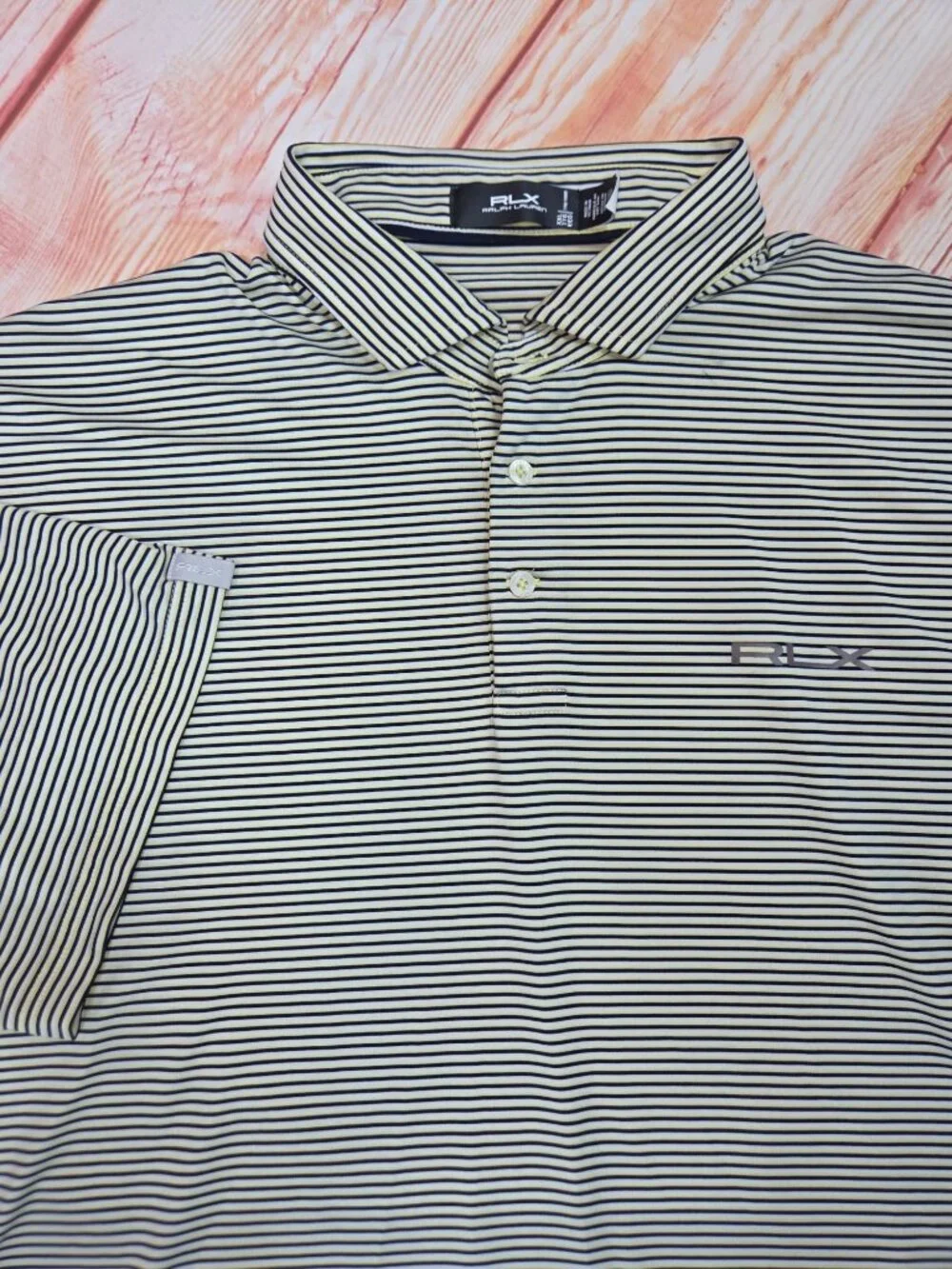 RLX Ralph Lauren Mens Beige & Navy Striped Polo XXL